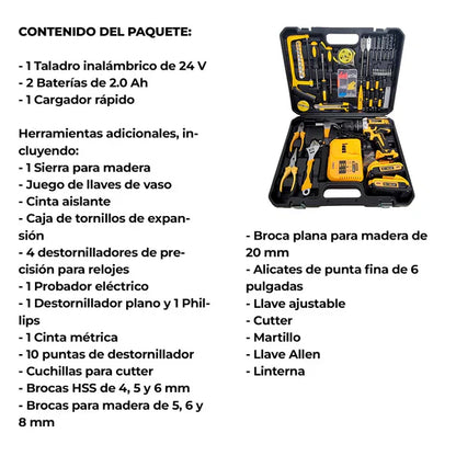 Taladro Inalámbrico DeWalt 48V + 2 Potentes Batérias + 26 Acessorios De Regalo