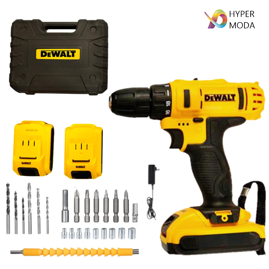 Taladro Inalámbrico DeWalt 48V + 2 Potentes Batérias + 26 Acessorios De Regalo